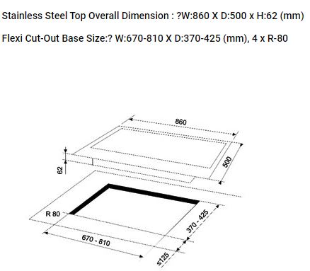Valenti 3 Burners Built-In Stainless Steel Hob VC 9301S - LPG - Display Set