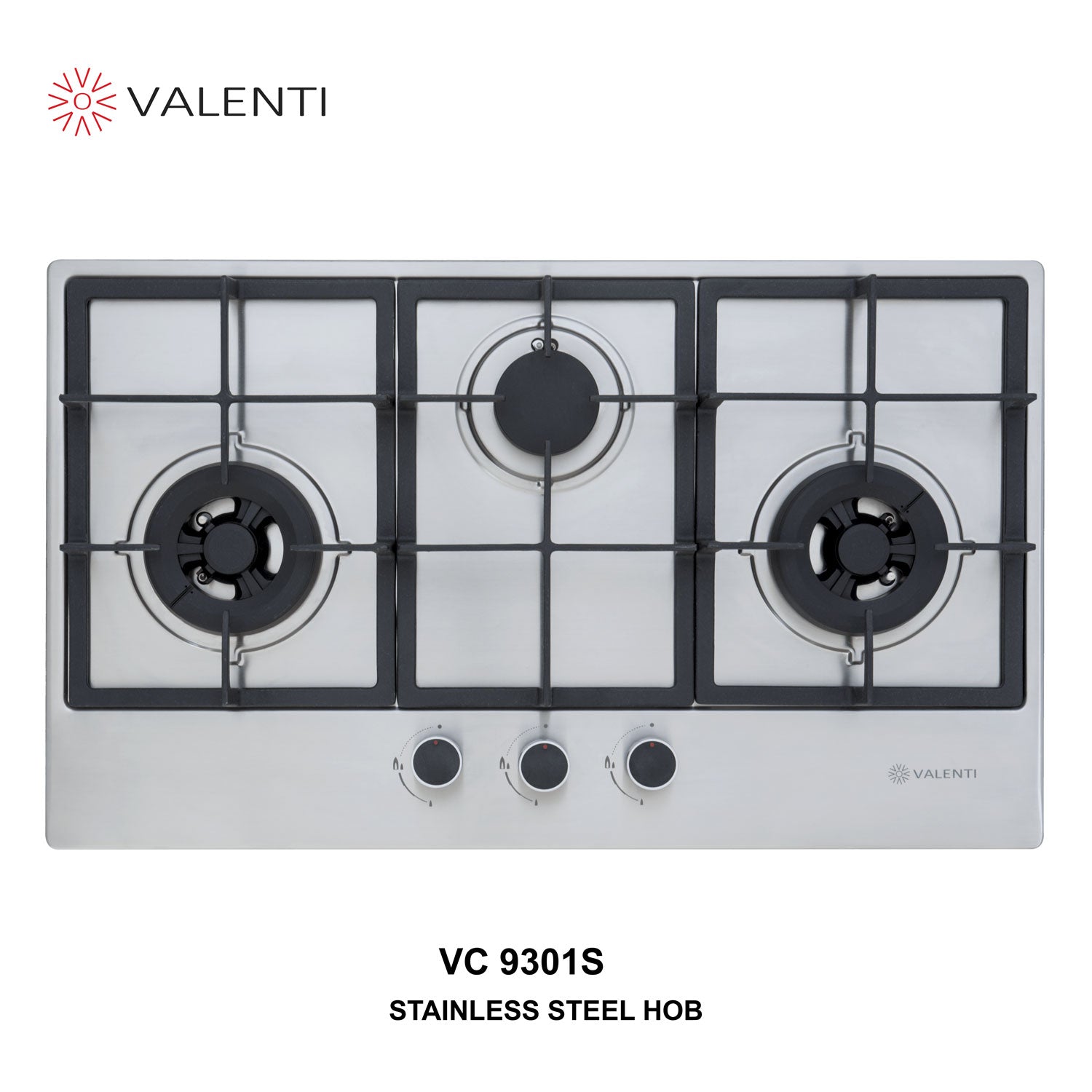 Valenti 3 Burners Built-In Stainless Steel Hob VC 9301S - LPG - Display Set