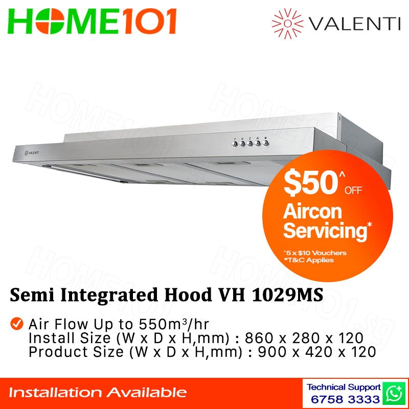 Valenti Semi Intergrated Hood 90cm VH 1029MS