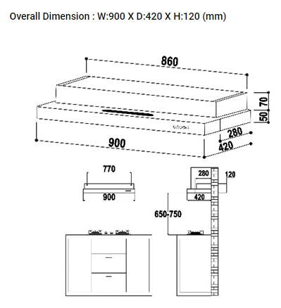 Valenti Semi Integrated Hood 90cm VH 1029MS