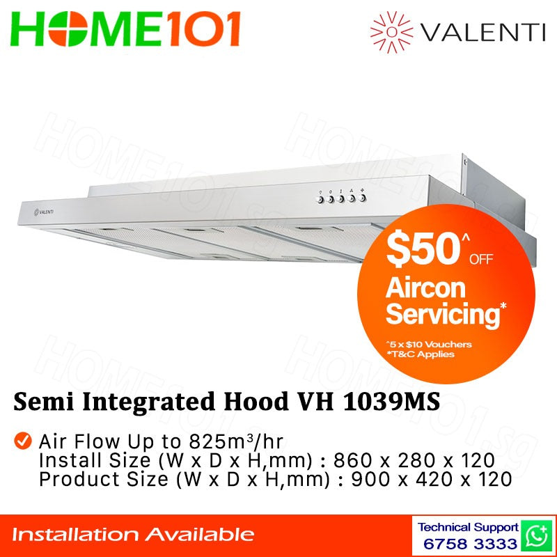 Valenti Semi Integrated Hood 90cm VH 1039MS