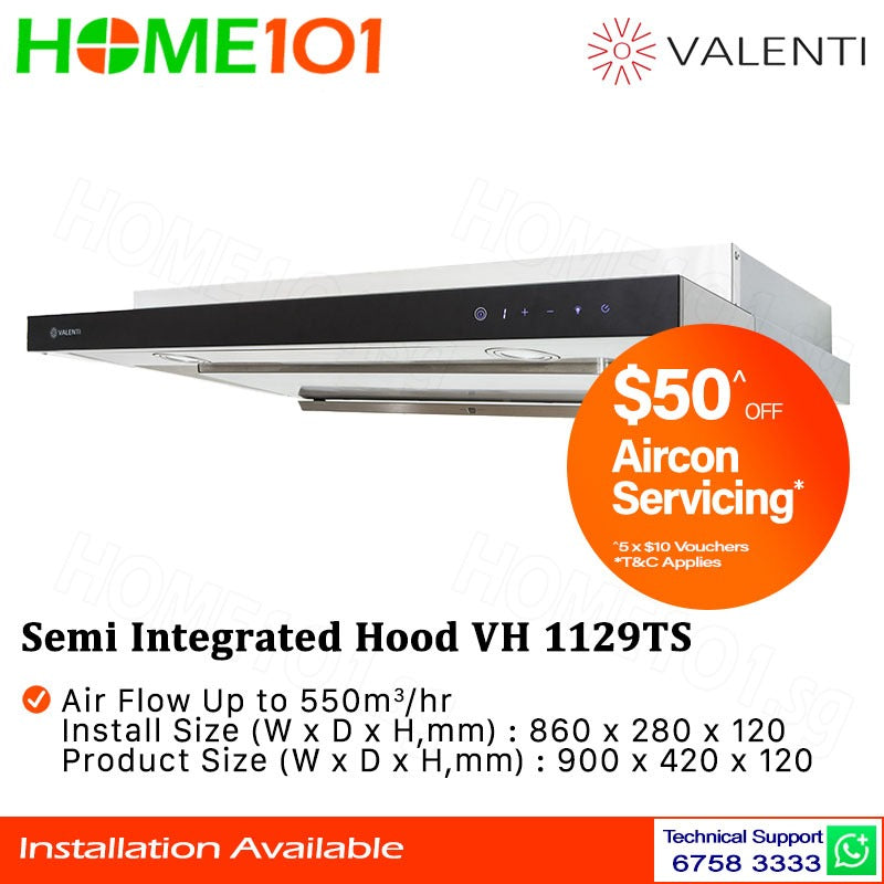 Valenti Semi Integrated Hood 90cm VH 1129TS