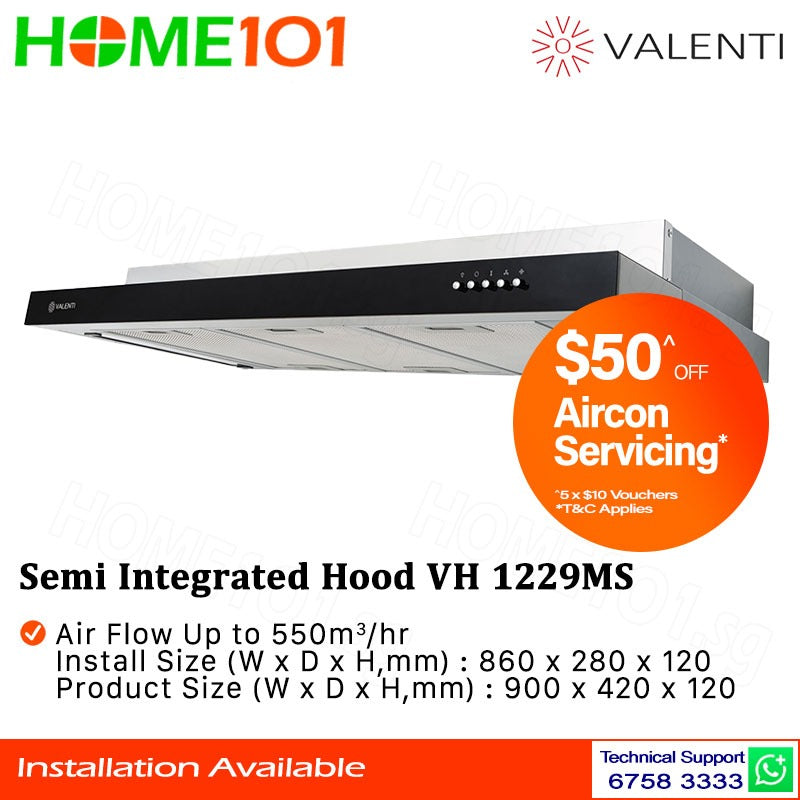 Valenti Semi Integrated Hood 90cm VH 1229MS