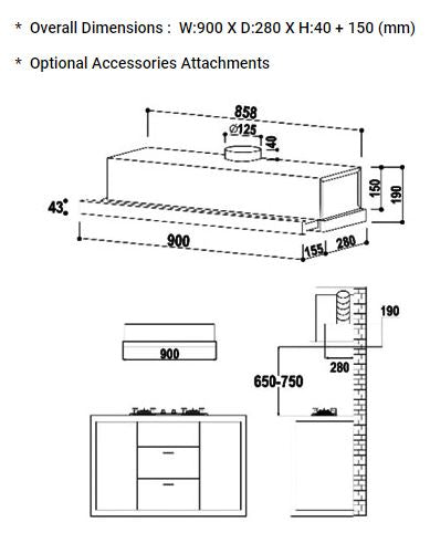 Valenti Telescopic Hood 90cm VH 2029MS