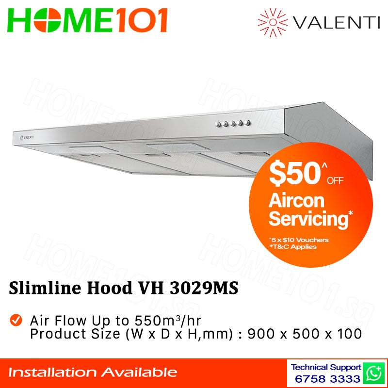 Valenti Slim Line Cooker Hood 90cm VH 3029MS