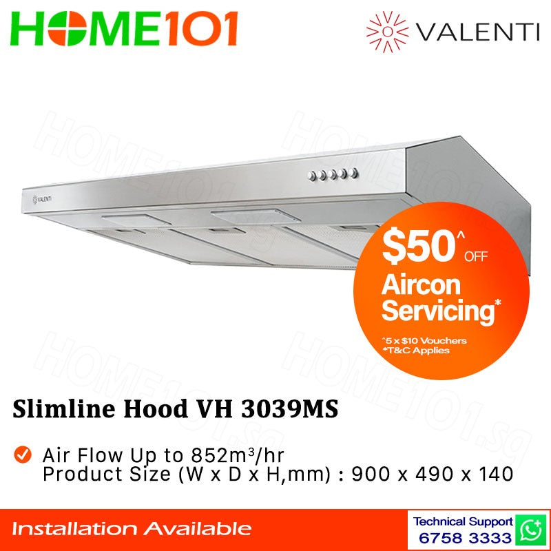 Valenti Slim Line Cooker Hood 90cm VH 3039MS