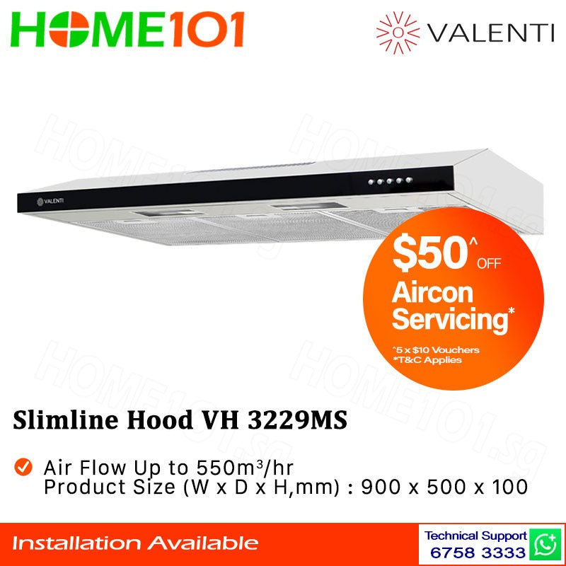 Valenti Slimline Hood 90cm VH 3229MS