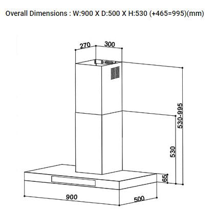 Valenti Chimney Hood 90cm VH 6019TS