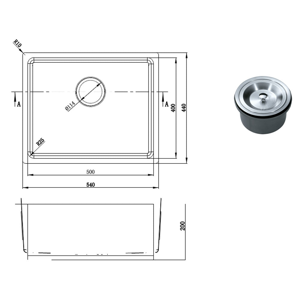 Valenti Under Mount Single Bowl Sink VKS 1047A