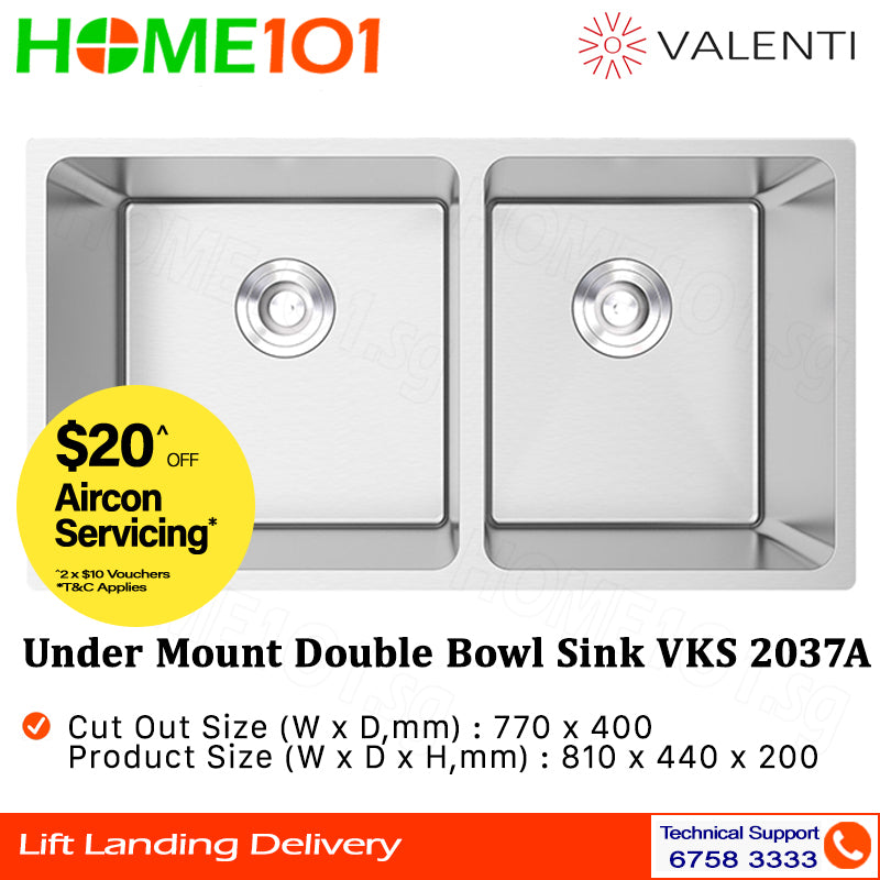 Valenti Under Mount Double Bowl Sink VKS 2037A