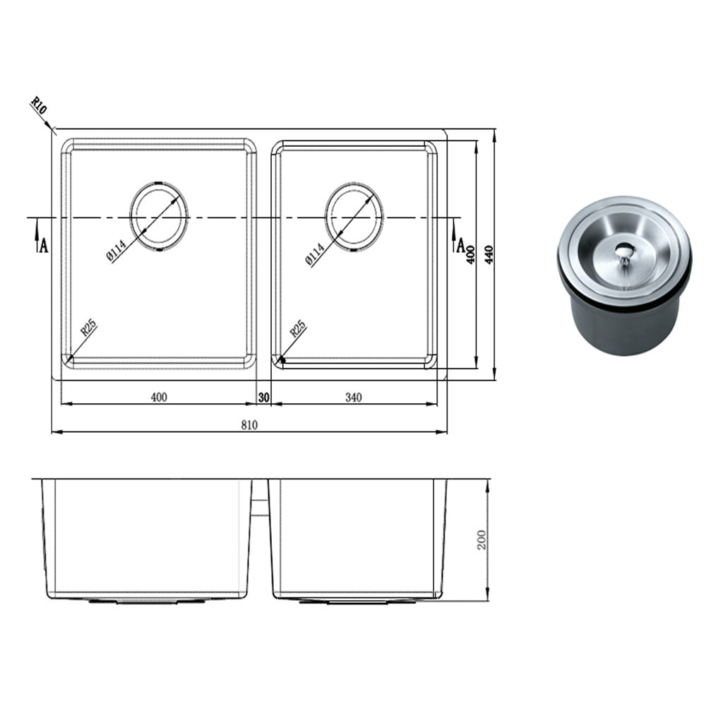 Valenti Under Mount Double Bowl Sink VKS 2037A