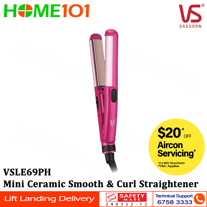 Vidal Sassoon Mini Ceramic Smooth & Curl Straightener VSLE69PH