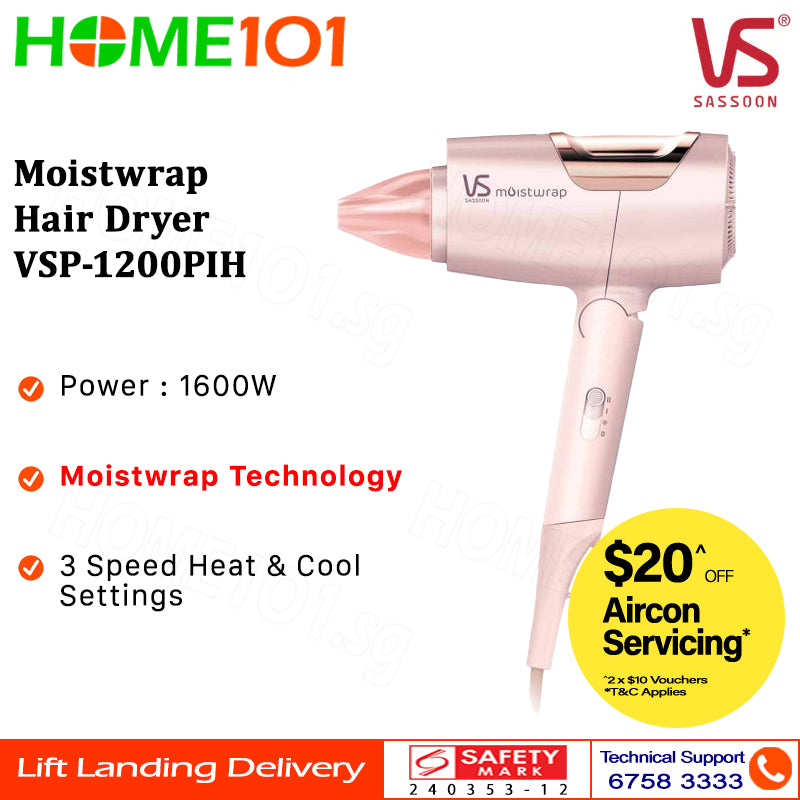 Vidal Sassoon Moistwrap Hair Dryer VSP-1200PIH