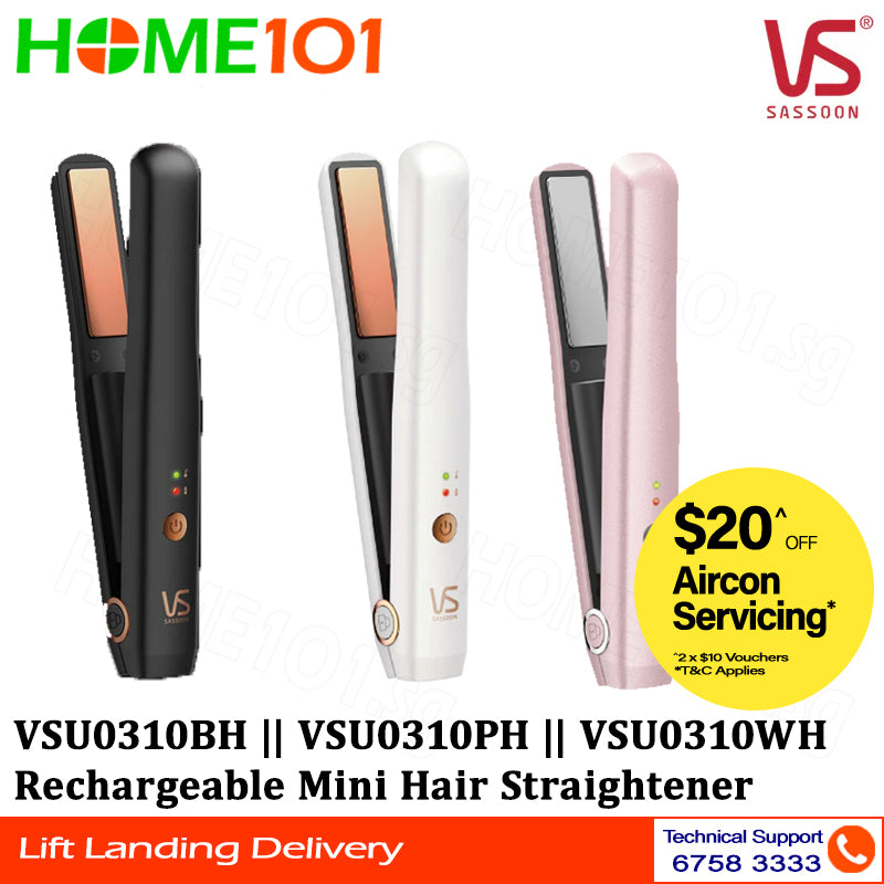 Vidal Sassoon Rechargeable Mini Hair Straightener VSU0310BH || VSU0310PH || VSU0310WH