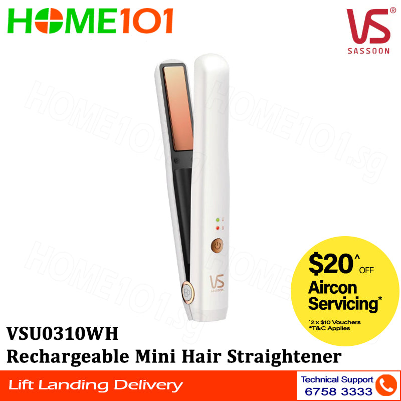 Vidal Sassoon Rechargeable Mini Hair Straightener VSU0310BH || VSU0310PH || VSU0310WH