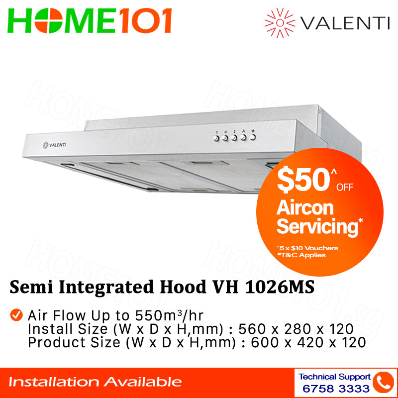 Valenti Semi Integrated Hood 60cm VH 1026MS