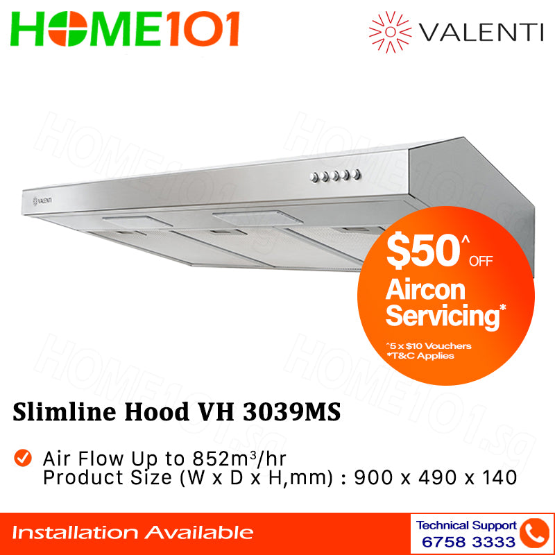 Valenti Slim Line Cooker Hood 90cm VH 3039MS