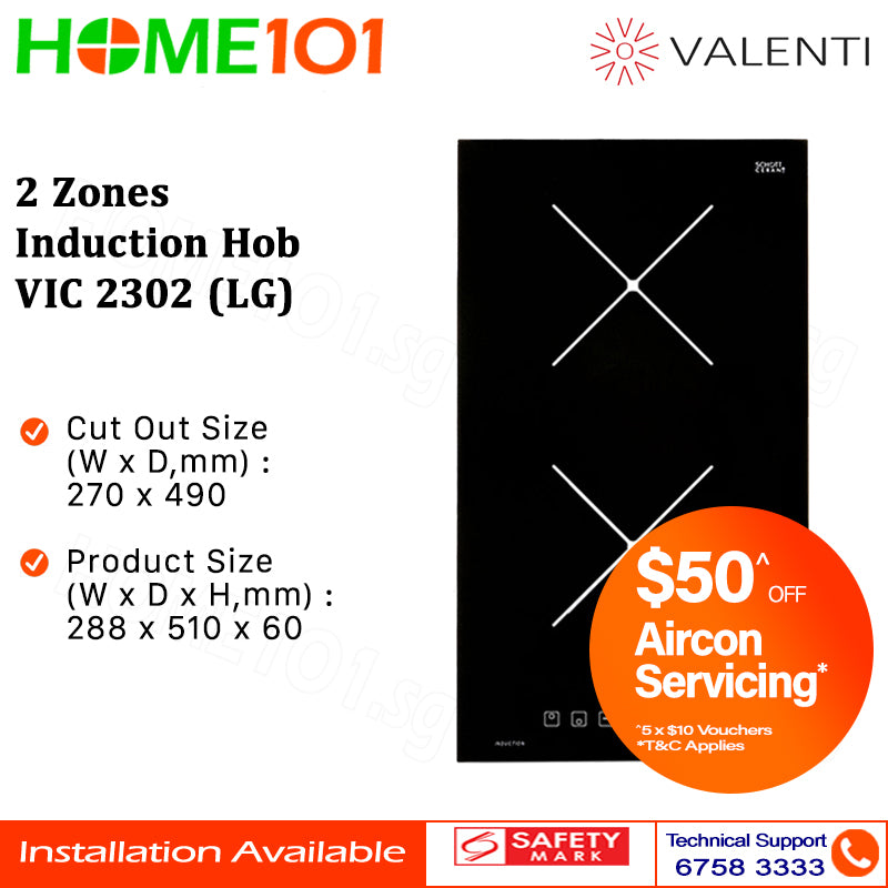 Valenti 2 Zones Induction Hob VIC 2302 (LG)