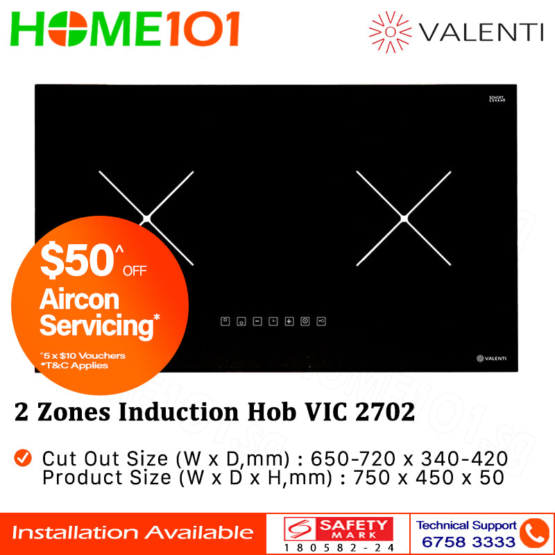 Valenti 2 Zones Induction Hob VIC 2702