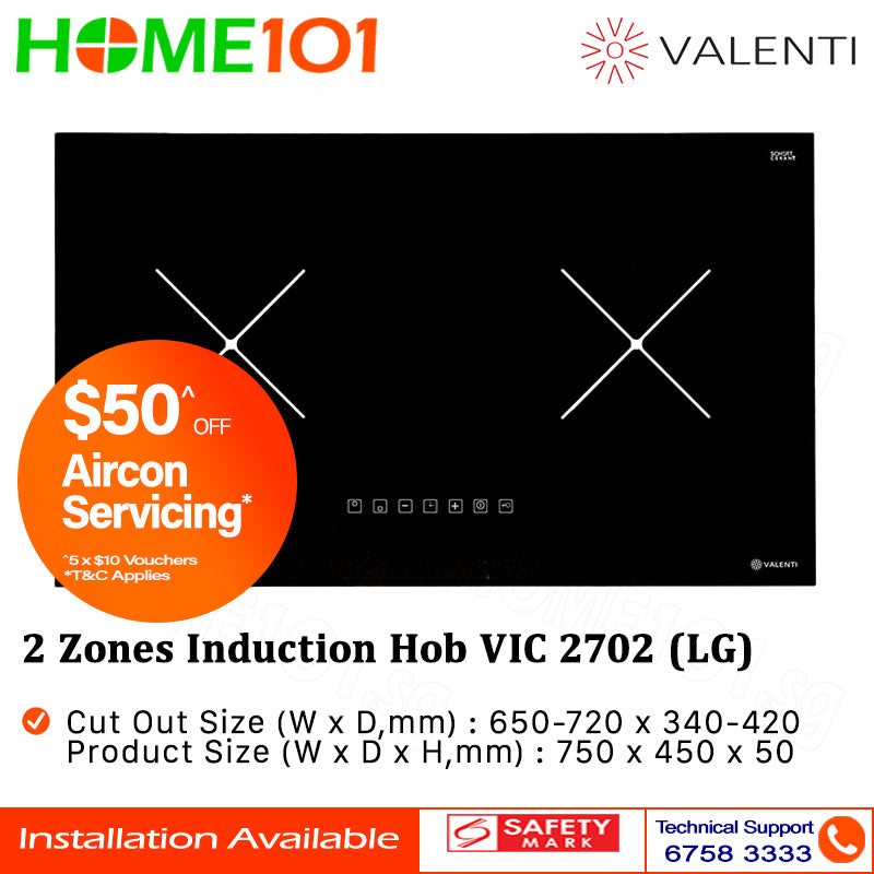 Valenti 2 Zones Induction Hob VIC 2702 (LG)