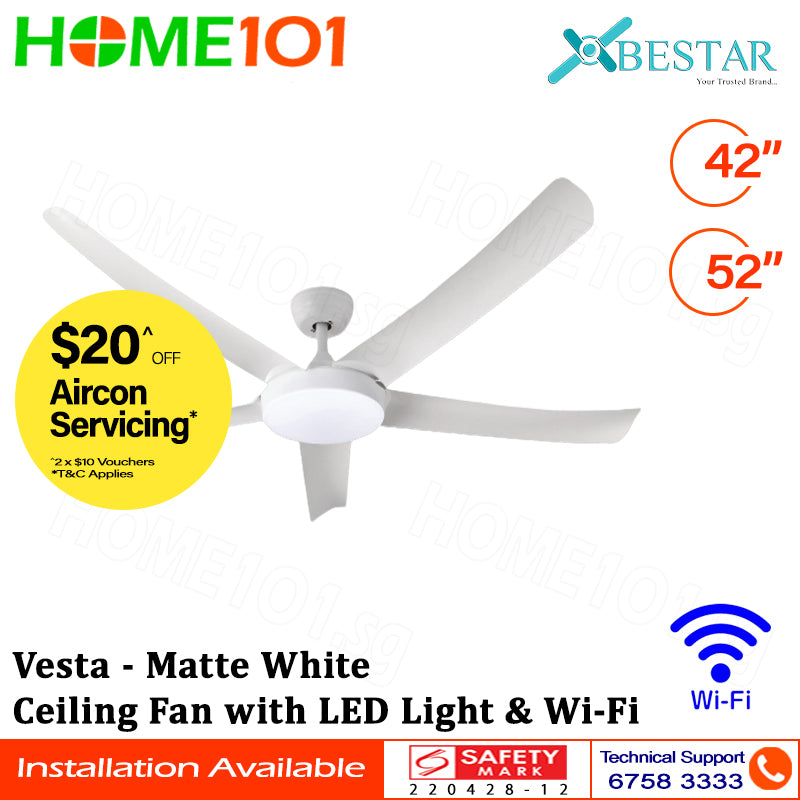 Bestar Ceiling Fan with LED Light & Wi-Fi 42"/52" Vesta