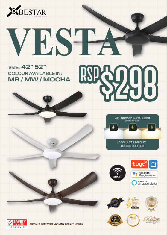 Bestar Ceiling Fan with LED Light & Wi-Fi 42"/52" Vesta