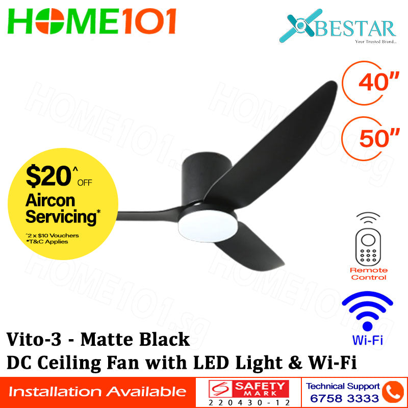 Bestar DC Ceiling Fan with LED Light & Wi-Fi 40"/50" Vito-3