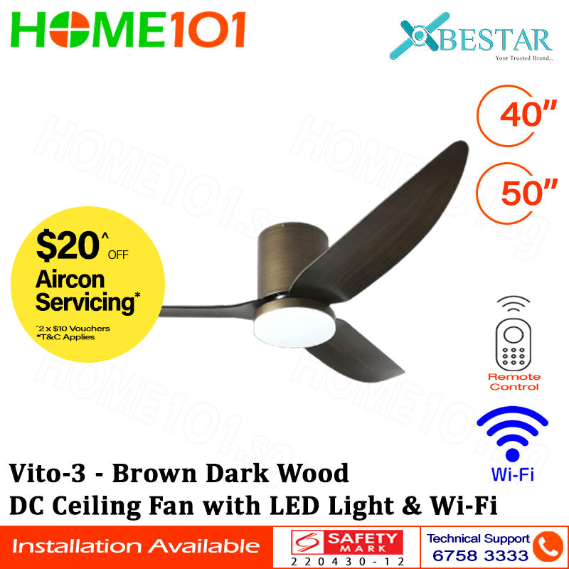 Bestar DC Ceiling Fan with LED Light & Wi-Fi 40"/50" Vito-3