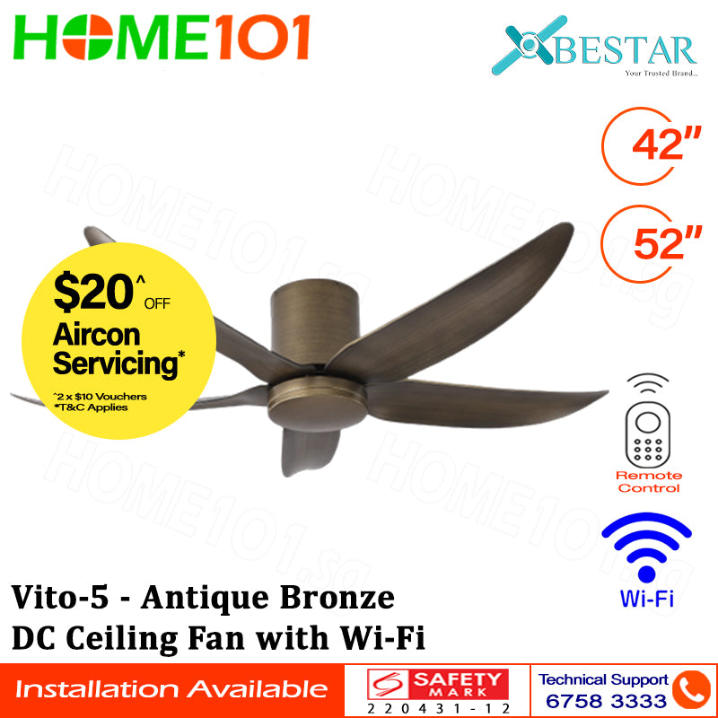 Bestar DC Ceiling Fan with LED Light & Wi-Fi 42"/52" Vito-5