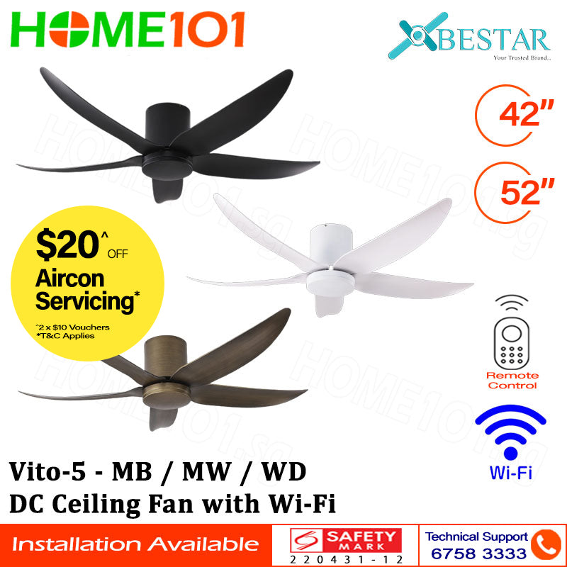 Bestar DC Ceiling Fan with LED Light & Wi-Fi 42"/52" Vito-5