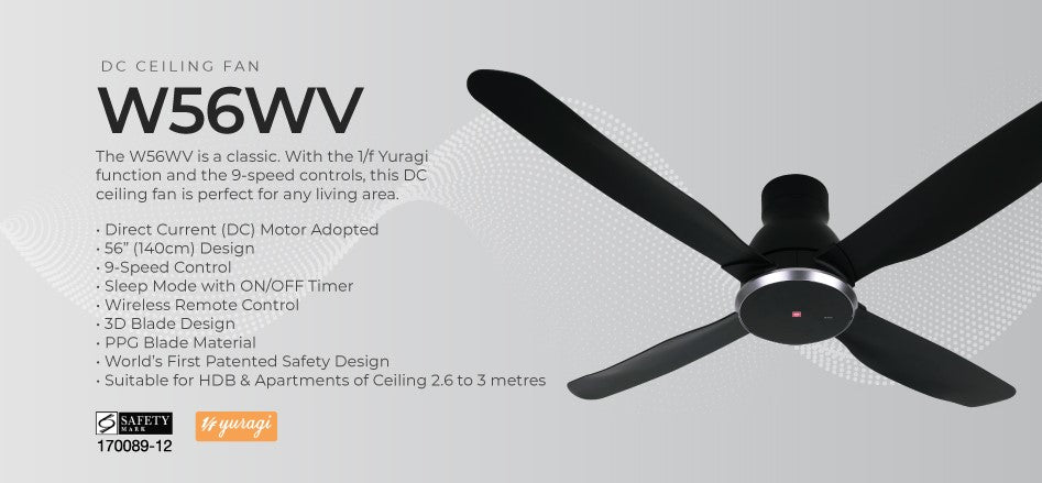 KDK DC Motor Ceiling Fan With Remote Control 150cm W56WV