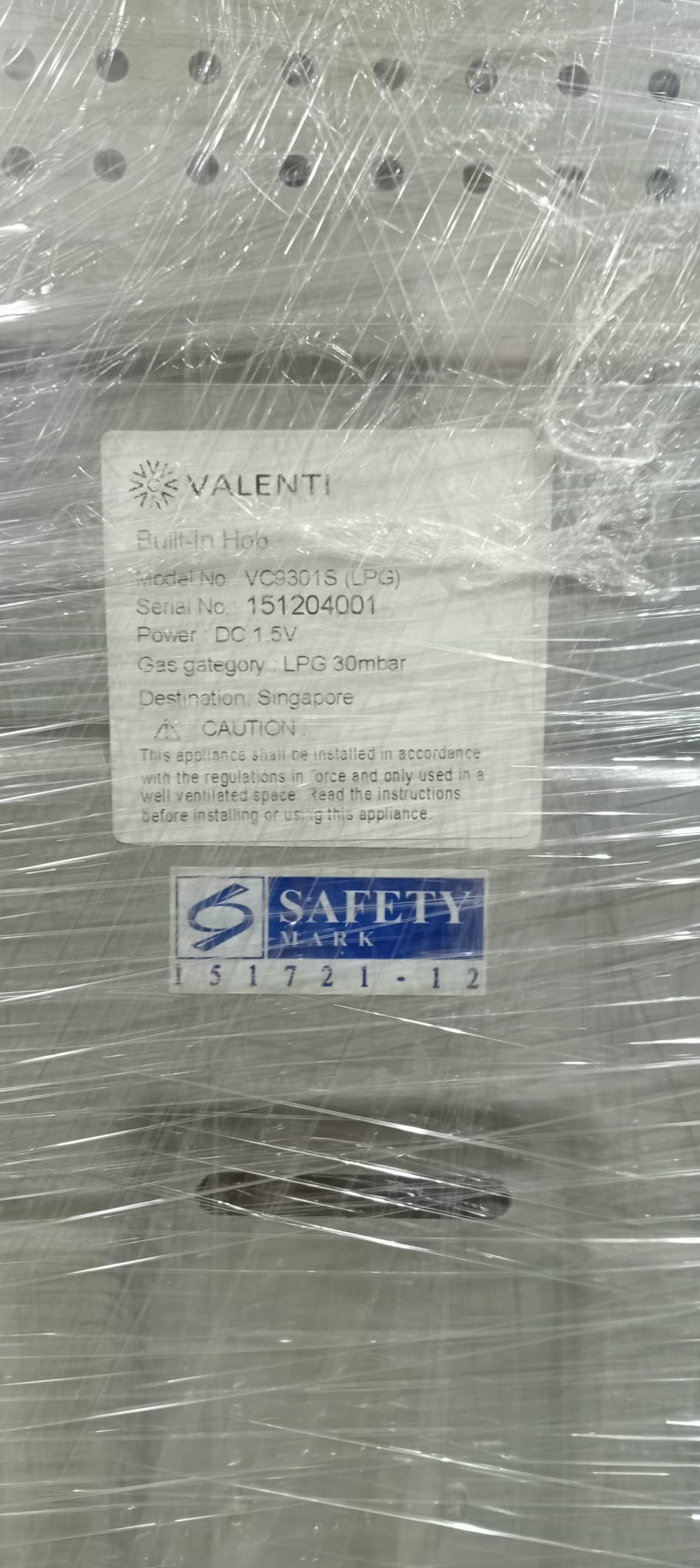 Valenti 3 Burners Built-In Stainless Steel Hob VC 9301S - LPG - Display Set
