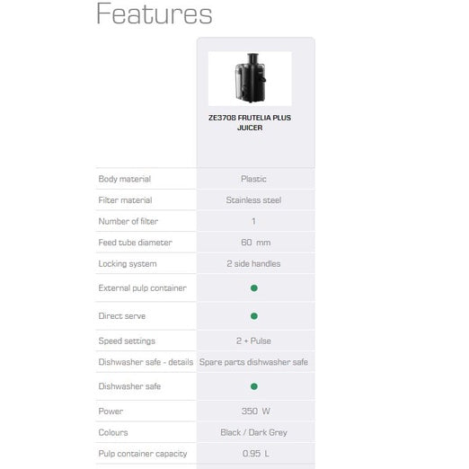 Tefal Juice Extractor Frutelia Plus ZE3708