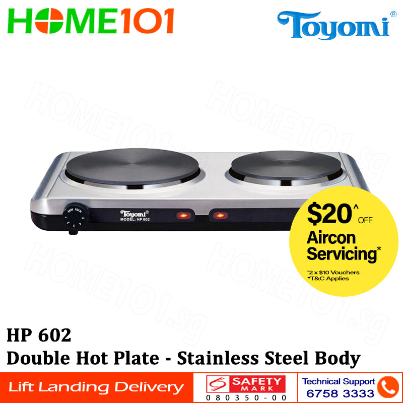 Toyomi Double Hot Plate with Stainless Steel Body For Coffee and Tea Only HP 602