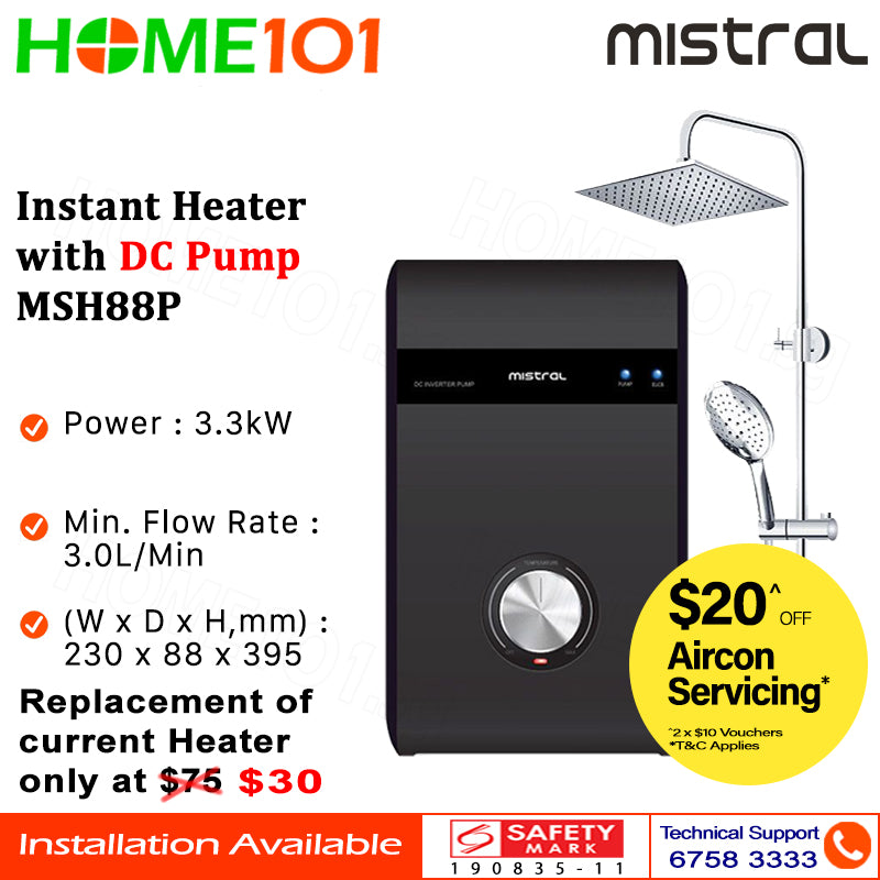 Mistral Electric Instant Water Heater with DC Pump MSH88P