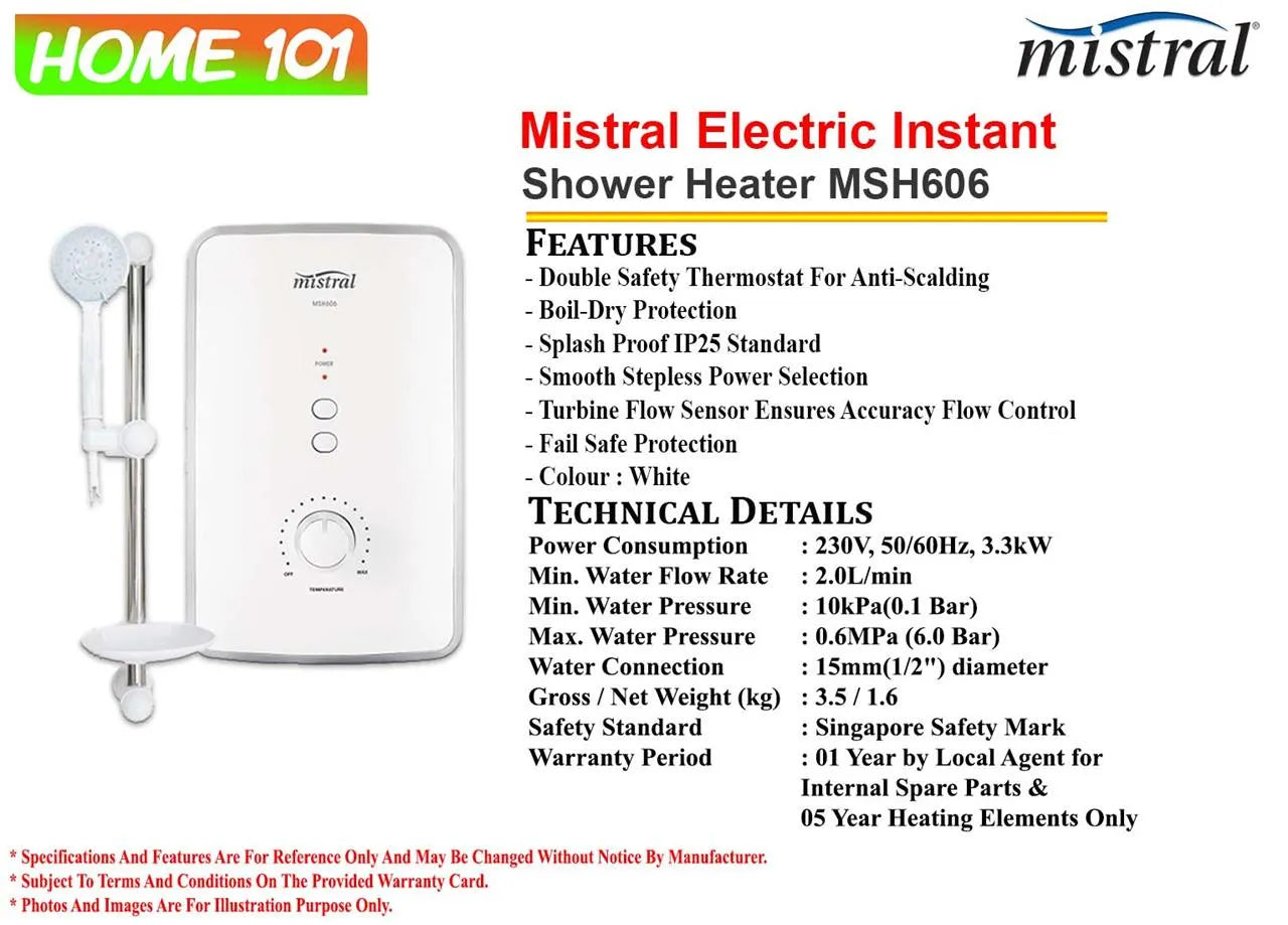 Mistral Electric Instant Shower Heater MSH606
