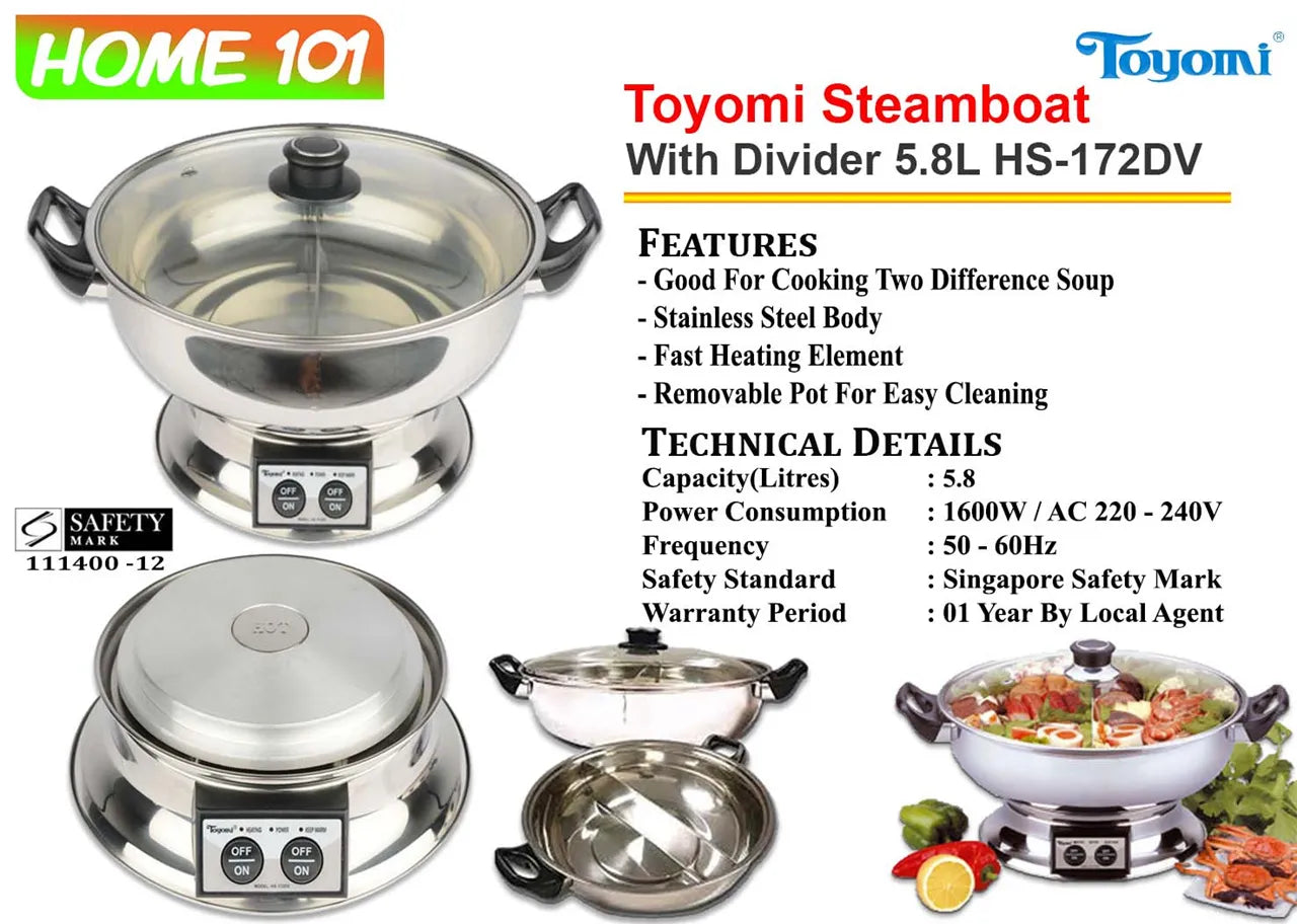 Toyomi Steamboat WIth Divider 5.8L HS-172DV | HS172DV