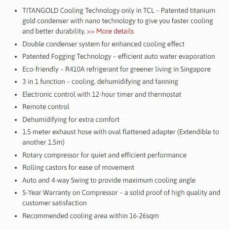 TCL Portable Aircon 14000BTU TAC-14CPA/KNG