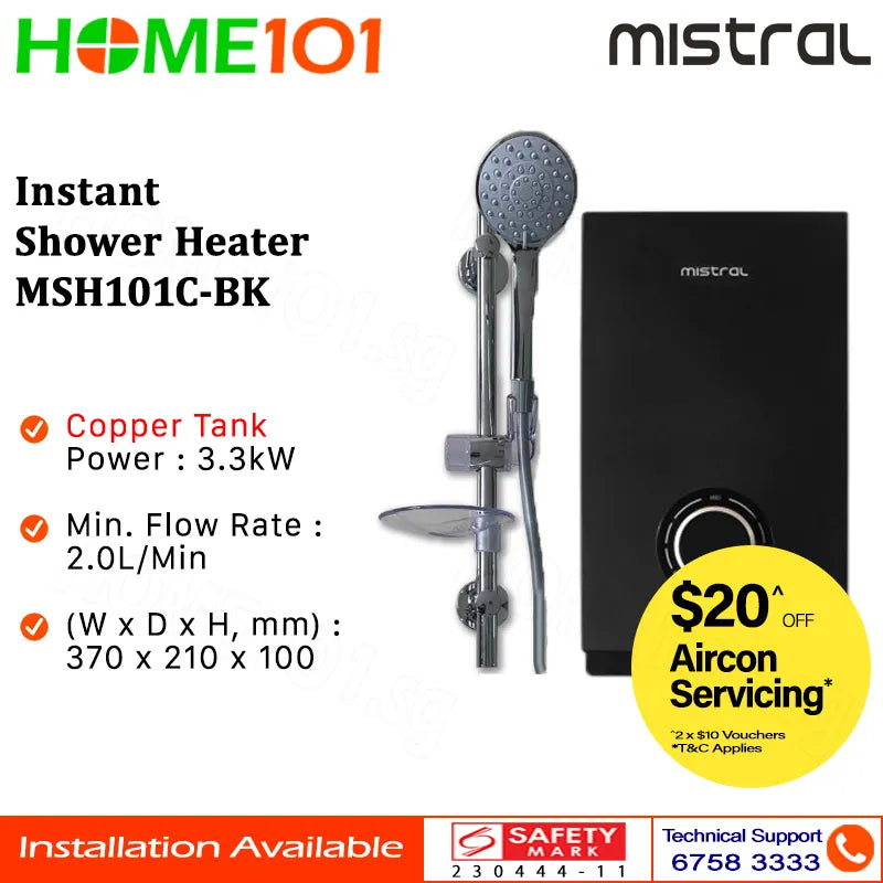 Mistral Instant Shower Heater with Copper Tank MSH101C