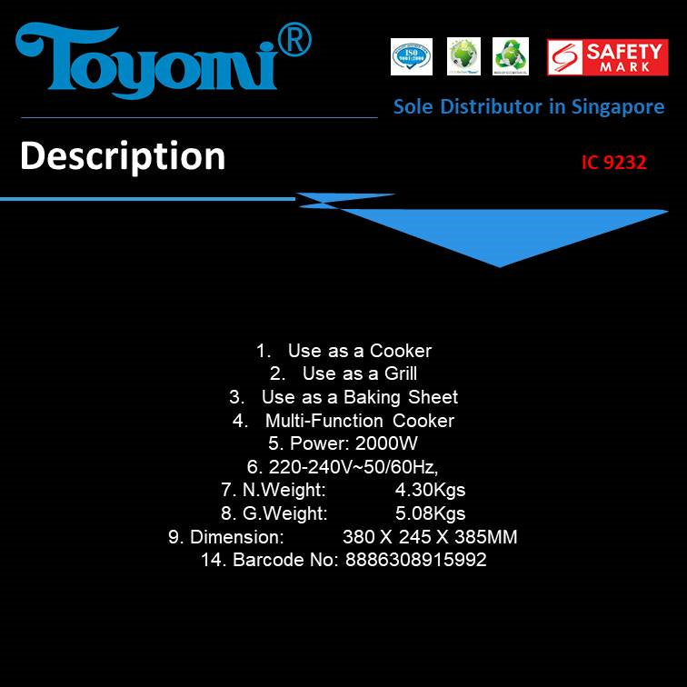 Toyomi Digital Infrared Mookata Cooker 2000W IC 9232